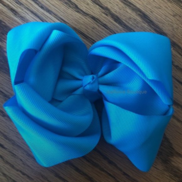 Turquoise 6" Double Stacked Boutique Bows   HANDCRAFTED - Picture 1 of 3